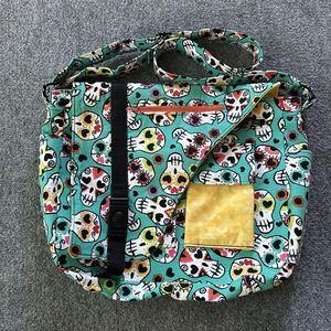 Skully Girl Sugar Skull Crossbody Messenger Bag Teal Dia De Los Muertos